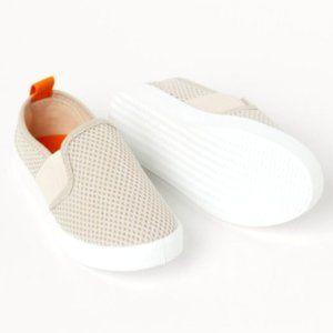 H&M Slip-on Sneaker Toddler Canvas Light Beige Shoe w/orange trim BNWT Size 11.5